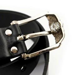 German silver belt buckle Skulls and Roses, handmade pin type skulls buckle