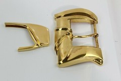 1987 KIESELSTEIN CORD STERLING LARGE 2PC GOLD PLATE BELAIR BUCKLE 4-3/4&Prime; x 3.25&Prime;