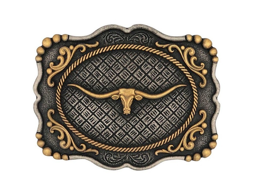 Montana Silversmiths Belt Buckle Framed Longhorn Silver Gold A1003P