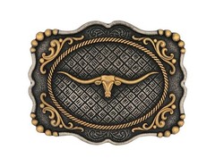 Montana Silversmiths Belt Buckle Framed Longhorn Silver Gold A1003P