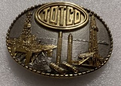 1981 TOTCO COMPANY BELT BUCKLE – HEAVY BRASS – VTG New Unused Offshore Plated
