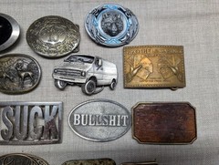 vintage LOT OF 19 belt buckles WESTERN brass cowboy 1970s-1980&rsquo;s