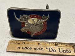Fraternal Loyal Order of Moose PAP Belt Buckle Cast Metal Epoxy Front 2013 NEW