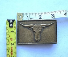 COPPER TONE BULL STEER HEAD BELT BUCKLE WESTERN VINTAGE