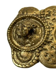 Vintage Lion Head Belt Buckle Brass Very Old Heavy Duty