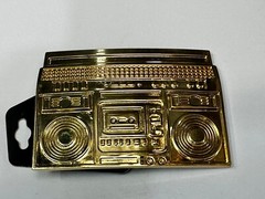 Rebel Revolutions Retro Gold Tone Ghetto Blaster / Boom Box Belt Buckle