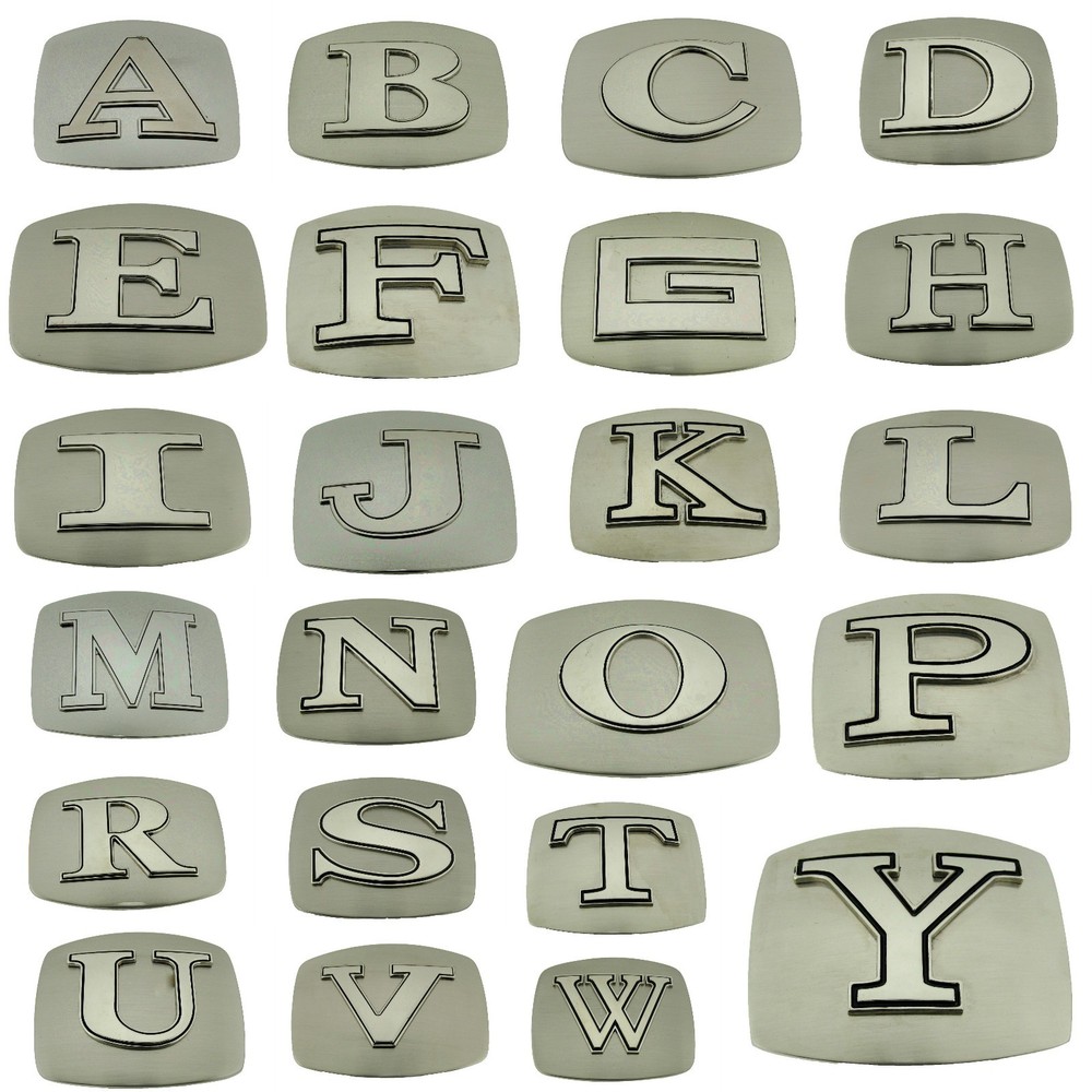 Men Women Vintage Silver Metal Initial Western A-Z Belt Buckle Cowboy Cowgirl