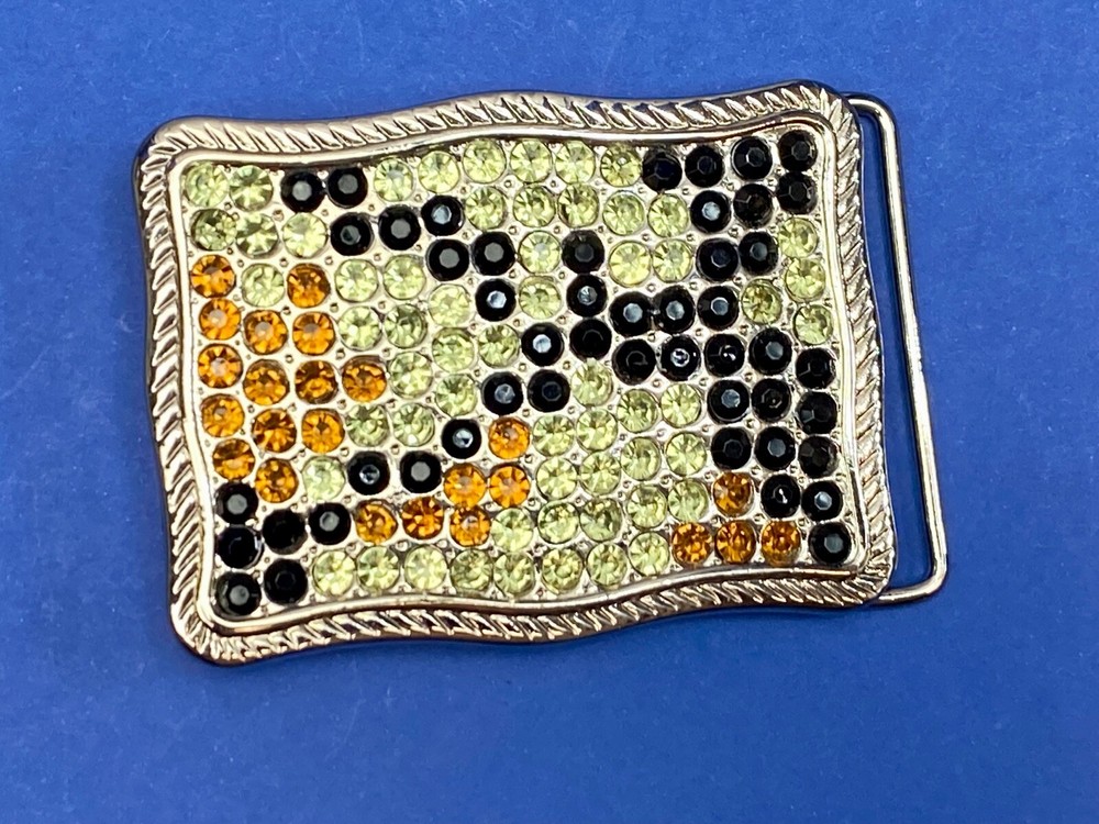 Unique Vintage Mixed Color And Pattern Rhinestone Belt Buckle – F