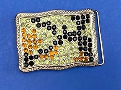 Unique Vintage Mixed Color And Pattern Rhinestone Belt Buckle – F
