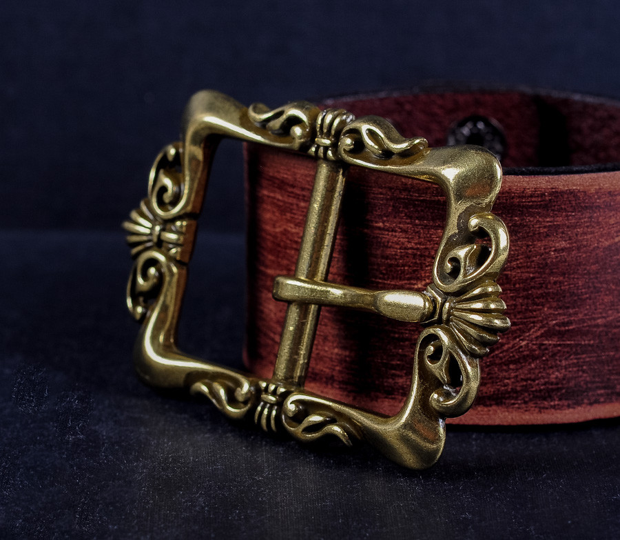 Retro Brass Celtic Flower Pin Buckle for Leather Belt Replacement Fit 33mm Strap