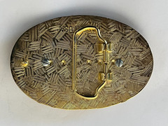 Gold Color Oval Western REAL 1921 Morgan Silver Dollar Belt Buckle
