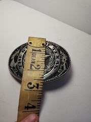 Vintage Sliver Tone The State of Texas Belt Buckle 3.75&Prime; Western Oval Star -jj
