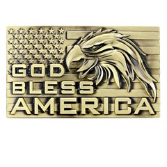 Eagle & American Flag Belt Buckle Western Cowboy Cowgirl Motorcyclist (GBA-02-G)