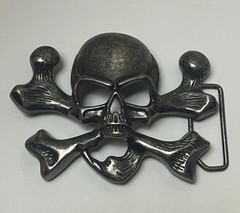 Skull Crossbones Pirate Metal Western Belt Buckle Vintage 1.5” Gothic Metal Head