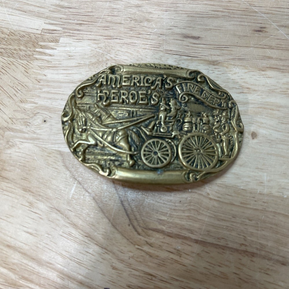 « America&rsquo;s Heroes Fire Dept » Brass Belt Buckle # 613 Free Shipping VGC
