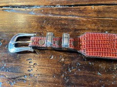 Chacon James Reid style Sterling Silver Belt Buckle Set Western 🦎🐂 31-33”✅