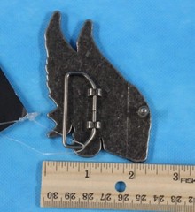 New Winged Skull Belt Buckle-Metal with Black Enamel