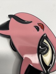 Vintage Y2K Pink and Black Enamel Cat Belt Buckle (3.5in x 2.25in) New Old Stock