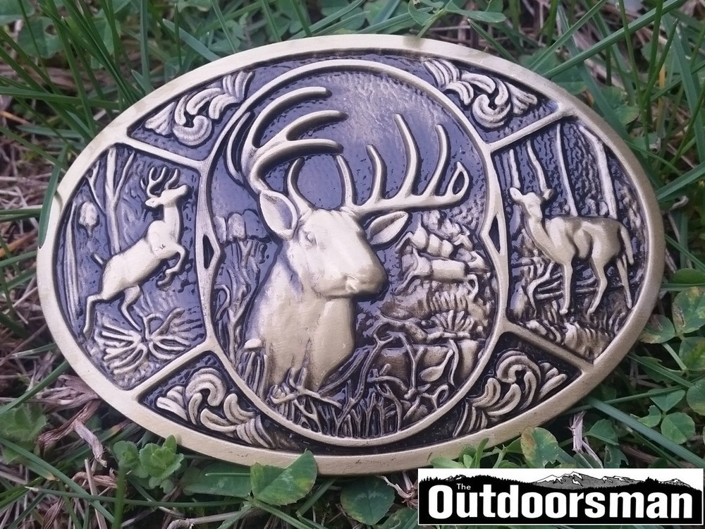 ✖ Buck in woods ✖ Scenic Belt Buckle Buck ✖ Deer Bronze color nice gift USA