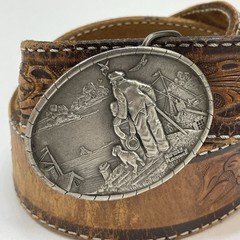 Norman Rockwell Pewter Belt Buckle Nautical Looking Out To Sea Adult 28-30”
