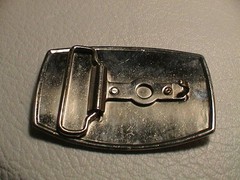 CHEAP BLUE JEANS SOLD ONLY AT THE FINEST STORES CHROME METAL BELT BUCKLE NICE!