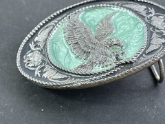 Siskiyou 1991 Metal Belt Buckle Eagle On Turquoise Buckle USA