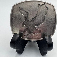 Western Soaring Eagle Belt Buckle Silver Tone Metal Rectangular Americana Casual