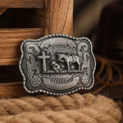 MEN CROSS PRAYING ANIMAL LONG HUGE RODEO BIG COWBOY WESTERN SHINE BELT BUCKLE