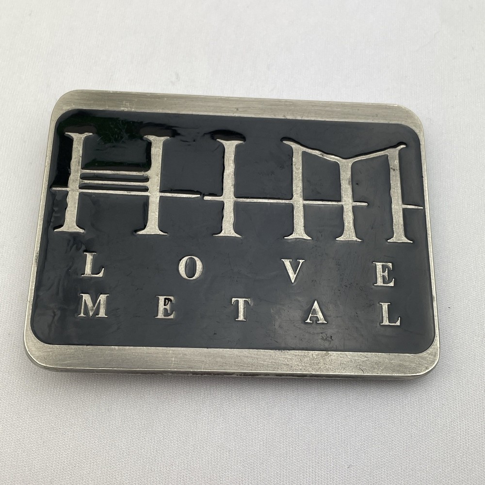 HIM Band Love Metal Belt Buckle: Used, Silver And Black, Rare, Vintage
