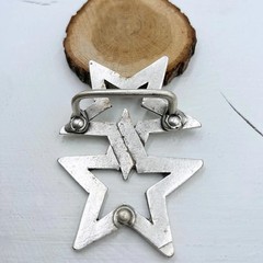 Double Star Belt Buckle Antique Silver Western Rock Style Metal Buckle