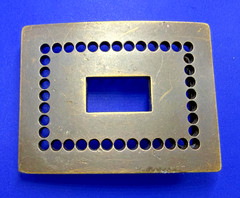 Rectangular Openwork Unique Hole Border Outlined Retro Brass Tone Belt Buckle