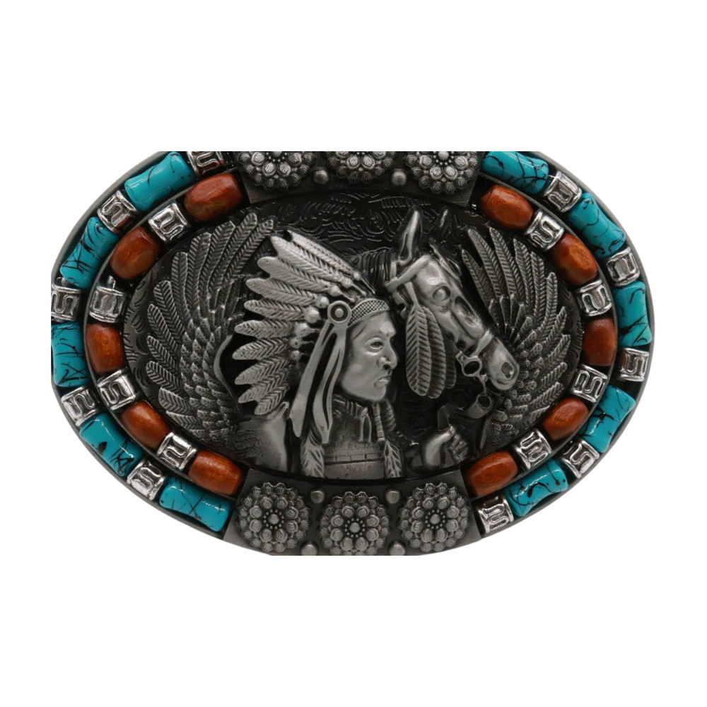 Men Silver Metal Belt Western Native Indian Warrior Horse Feather Eagle Wings