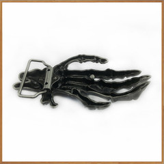 Skeleton Hand Belt Buckle with Crystal Ring Gothic Punk Biker Metal Buckle
