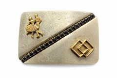 Vintage Rockmount Denver Nickel Silver Western Belt Buckle Dancing Couple