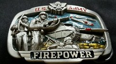 U.S. ARMY FIREPOWER BELT BUCKLE PEWTER 1983