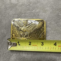 « Freedom Is Not Free » Brass Belt Buckle Eagle Stars 2014 Sponsor USA New
