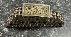 Vintage 32&Prime; Long Chrome Motorcycle Chain Belt Etched Buckle