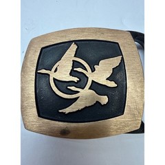Vintage 1978 Tech-Ether Guild Solid Brass Flying Ducks Geese Belt Buckle USA