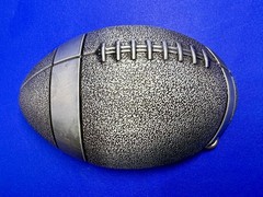 American Football Sports Textured Ball Cutout Silver Color Figural Belt Buckle