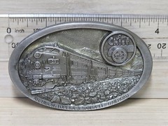 Vintage C&J INC. 1983 Belt Buckle Silver Tone 3.5&Prime; Oval Super Chief Santa Fe