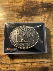 Nocona Cowboy Praying at the Cross Belt Buckle M & F Western 37056