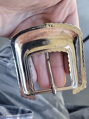 Vintage Flame Biker Style Belt Buckle Silver Tone Black