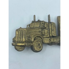 Vtg BBB Baron Solid Brass Semi Truck Belt Buckle D4181 3.5×2&Prime;