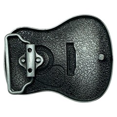 Mens Guitar Shaped Belt Buckle Brown Enamel Music