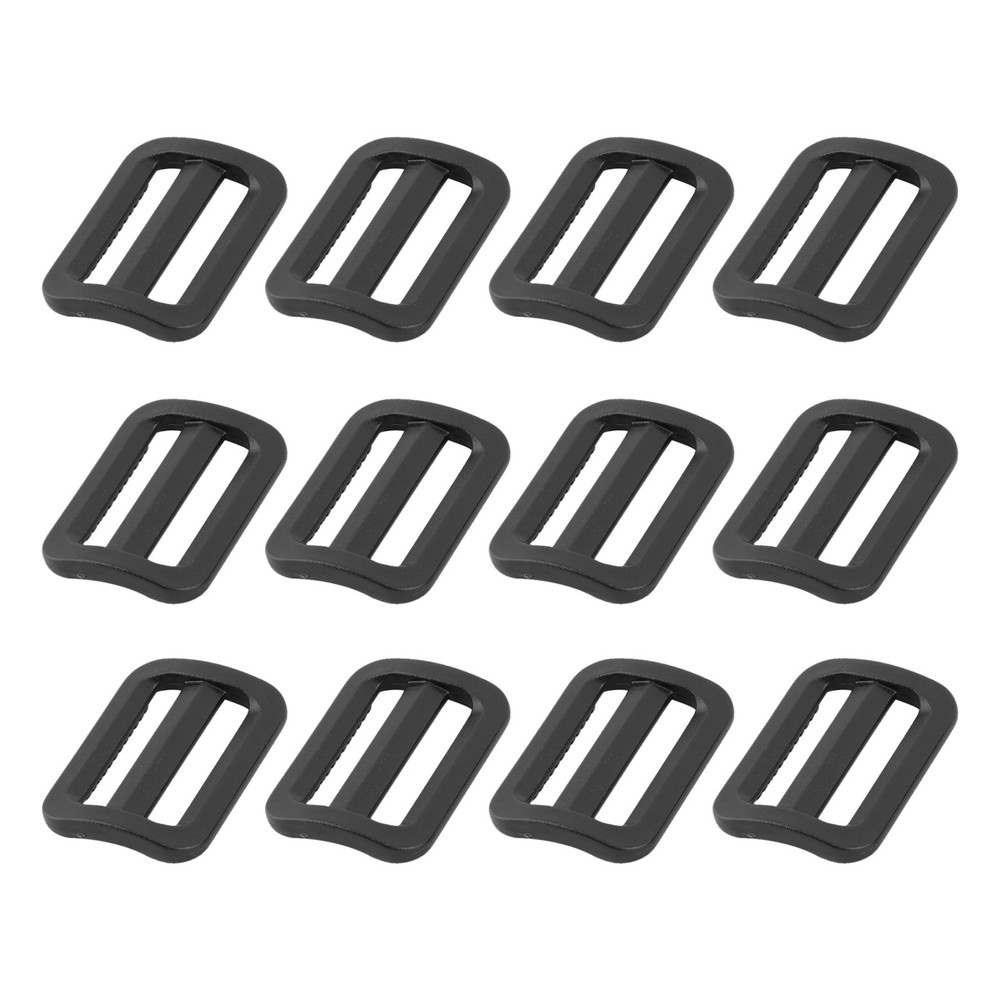 Bag Belt Glide Buckle (2.5cm/1&Prime;) 12PcsPlastic Adjustable Buckle Fasteners Black
