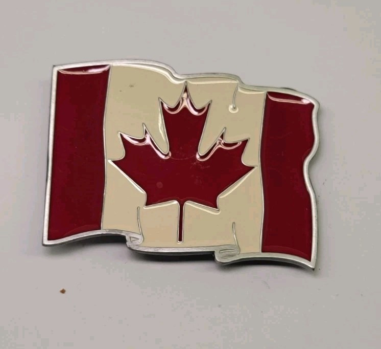 VINTAGE CANADIAN CANADA FLAG LIMITED EDITION BELT BUCKLE BERGAMOT PEWTER USA