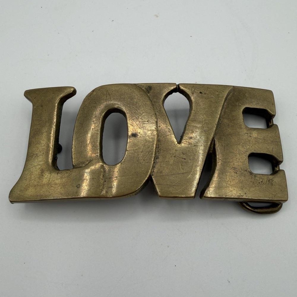 Vintage Solid Brass LOVE Belt Buckle