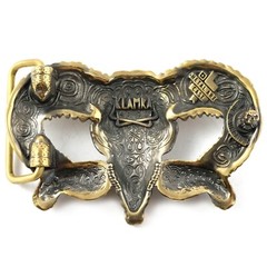 Ram Skull brass buckle, Bighorn wild west buckle, Mouflon tribal Trophy Skull