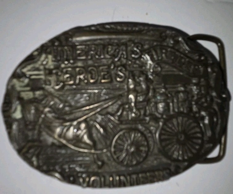 1970&rsquo;s America&rsquo;s Heroes Firedept Volunteers Brass Belt Buckle