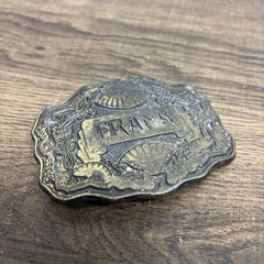 Vintage Belt Buckle « Frank » Name Brass Oden Inc. Western Cowboy 1970&rsquo;s